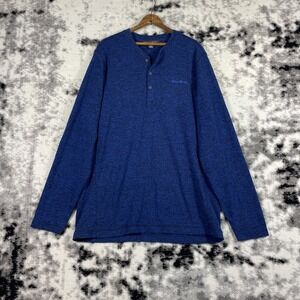 Eddie Bauer Knit Snap Neck Top Mens Size Extra Large‎ Blue Outdoors Comfort